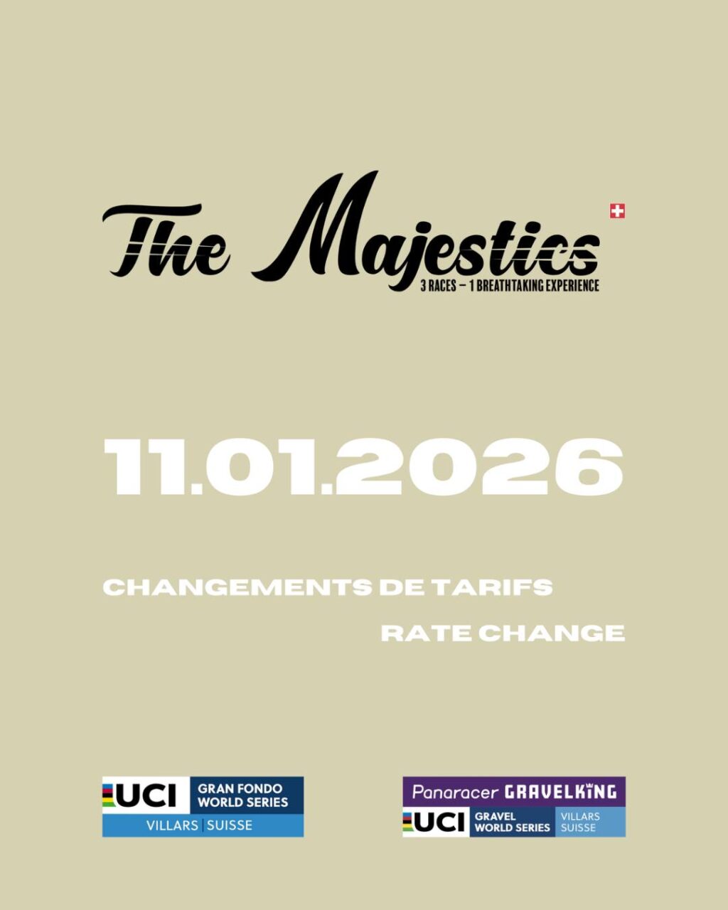 Ta bonne résolution pour 2026 ? profiter des meilleurs tarifs pour tes inscriptions 😉

Faire d'une pierre deux coups, c'est ce que l'on te propose jusqu'à ce dimanche 11 janvier.

Premièrement, te donner un bel objectif pour ta première partie de saison. 🚴‍♂️💨

Secondement, te faire bénéficier des tarifs Starters pour faire des économies ! 😏

N'hésite plus et fonce dans le lien en bio ✍️

___

Validate two resolutions at once until Sunday 11th of January.

Firstly, give yourself a great goal for the first part of the season. 🚴‍♂️💨

Secondly, take advantage of our Starter rates to save money! 😏

Don't hesitate any longer, click on the link in our bio ✍️

📷 @kuva.swiss 

#themajestics 
#villars #alpesvaudoises